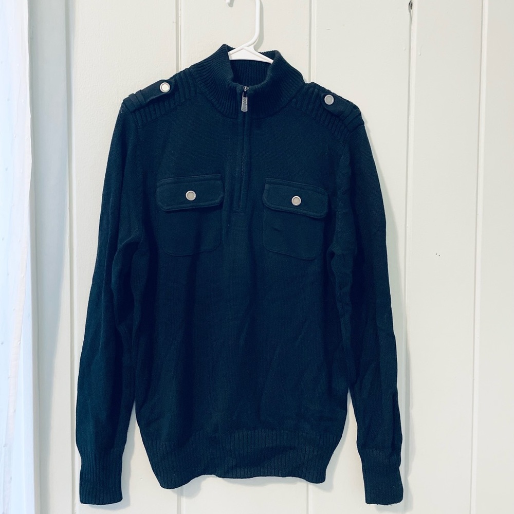 Apt. 9 Black Quarter-Zip Pocket Sweater / Black / S